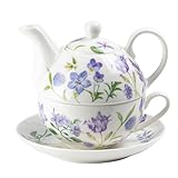 Grace Teaware Porcelain 4-Piece Tea For One (Purple Floral)