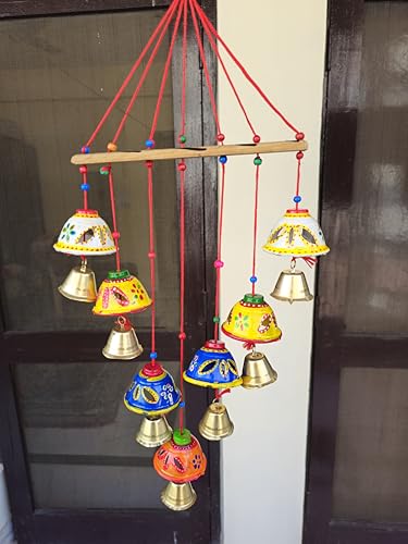 Handmade Indian Door Hanging Wall Hanging for Living Room Bedroom Kitchen Decorative Bells (Round Bells)
