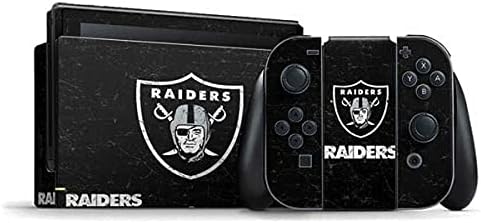 Skinit Decal Gaming Skin Compatible with Nintendo Switch Bundle - Officially Licensed NFL Las Vegas Raiders Distressed Design