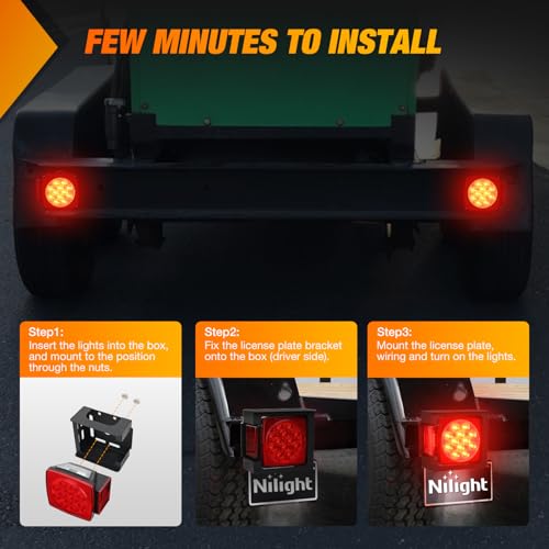 Image of Nilight Square LED Trailer Light Kit 2PCS Stop Turn Tail Side Marker Light