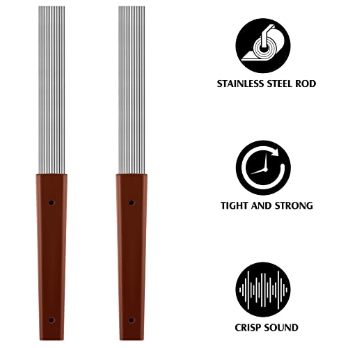 2 Pcs Guiro Scraper 12 Inch with Handle Equipped with 11 Steel Rods for Various Percussion Guiro Instruments Multi