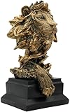 CUZOKOLA Large Modern King of Royal Lion Statue Golden Lion Head Collectible Figurine Decoration for Home Office Decor for Men Bookshelf Room Accessories Best Manly Lion King Gifts for Men 12.68' H
