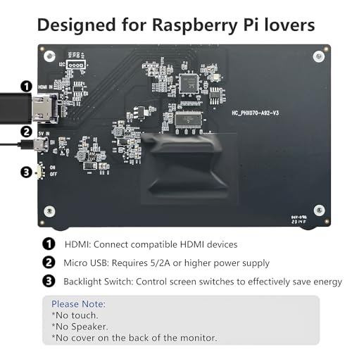 Image of HAMTYSAN Raspberry Pi Screen 7 Inch Mini Small Monitor 800x480 HDMI Monitor IPS LCD Screen Display for Raspberry Pi 5 /4 /3 /Zero /Jetson Nano /Orange Pi /Win11 /10 /8 /7, No-Touch