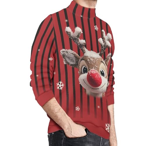 Unisex Ugly Christmas Sweater Knitted Turtleneck Sweater for Men Women Funny Party Pullover Sweatshirts S-4XL3