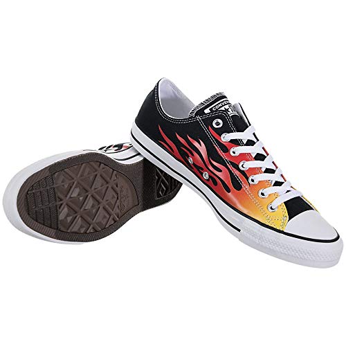 Converse Chuck Taylor All Star Low Flames shoe, Black/Enamel Red-fresh Yellow, 11 Women/9 Men3