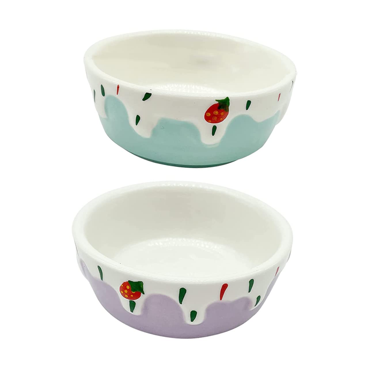 HEMOTON 2Pcs Ceramic Pet Food Bowls Hamster Feeding Dishes for Dwarf Hamsters Guinea Pigs and Other Animals Durable and Easy to Clean Space Saving Design