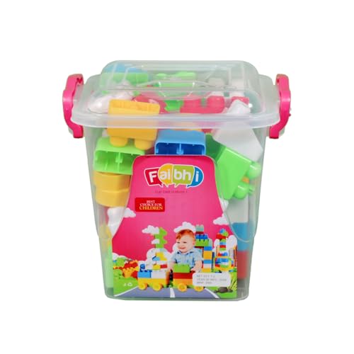 Image of Building Block Set with Storage Container. Fun DIY Toy for Kids |Educational & Creative Learning Toy | Puzzle Assembly Shapes | Durable, Multicolored. (Mega Block, 40, Piece)