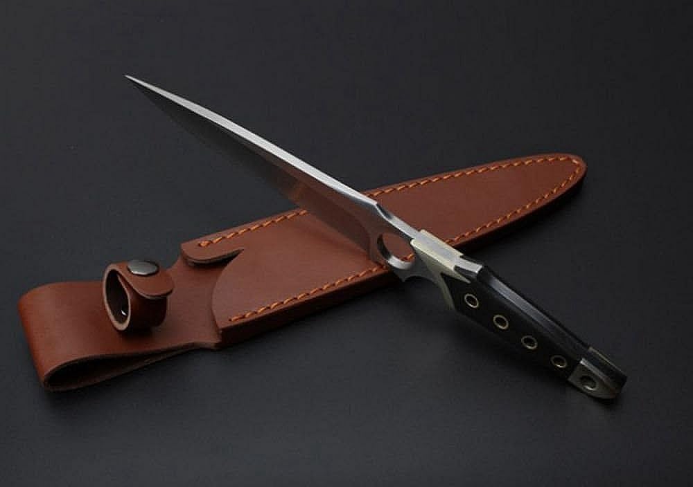 FARDEER Knife 00AS Outdoor Camping Tool Knife, zawiera brązową skórzaną osłonę, narzędzie kempingowe do wędkowania, polowania, aktywności sportowej