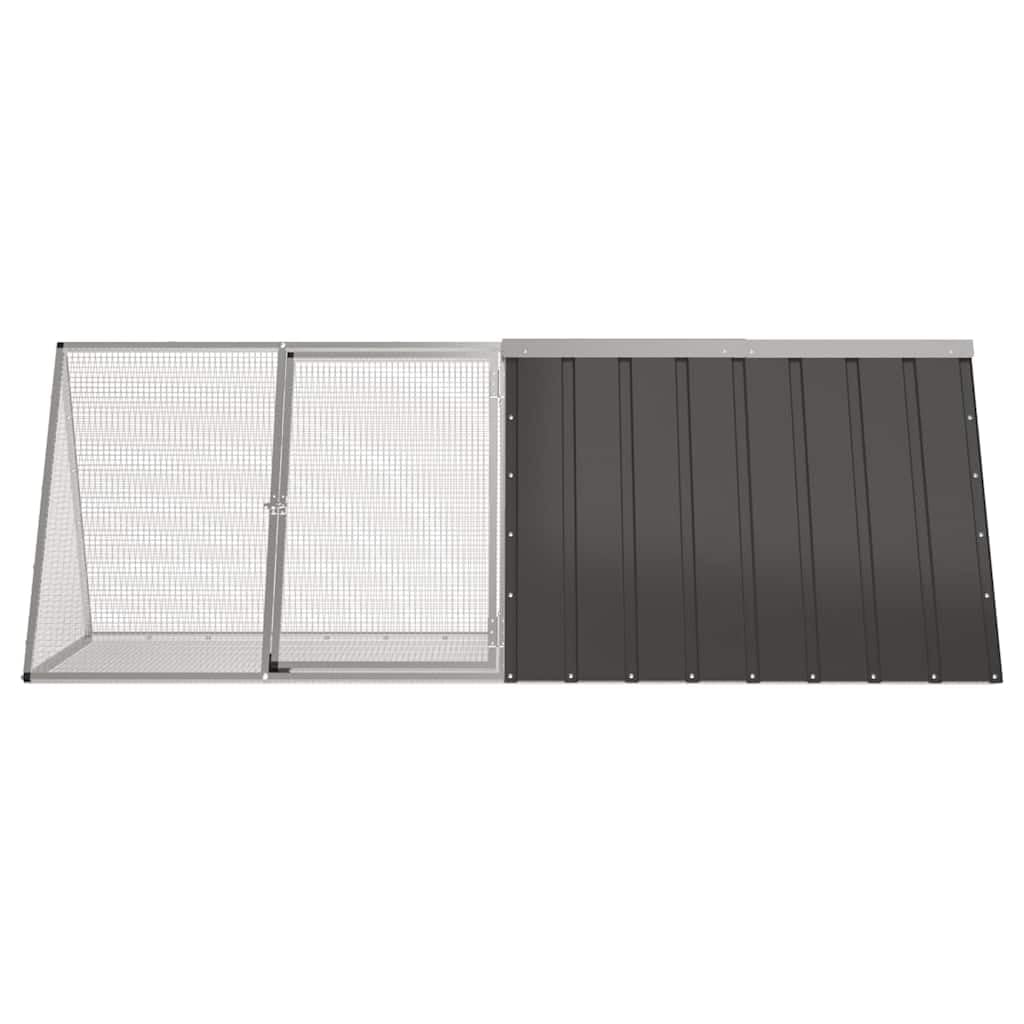 Kaninchenkäfig, Anthrazit, 201,5 x 80,5 x 71 cm, verzinkter Stahl – Hasenstall All-in-One mit verschließbarer Tür, belüftetes Design für Spiel und Übung
