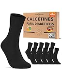sockenkauf24 Calcetines Diabéticos Hombre 43-46 sin Elástico y sin Costuras con Cintura de Confort Algodón Negro 10 Pares