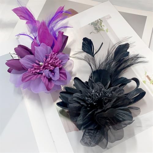 Image of Extra Large Flower Brooches for Women Lapel Pins Dainty Fabric Brooches Big Camellia Lady Flower Fascinator Hatpin Hair Clip for Wedding Prom Party Dance Banquet Ceremony Clothes Accessories Jewelry