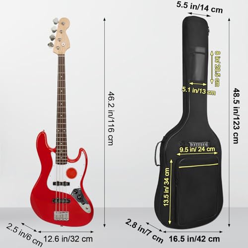 image for Muscab Bass Guitar Case 7mm Padding Waterproof Bass Guitar Gig Bag, El