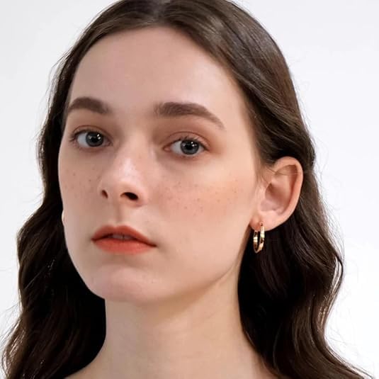 Gold Hoop Earrings for Women 14K Gold Earrings Lightweight Classic Square Tube Earrings Womens 20 mm/30mm/40 mm4