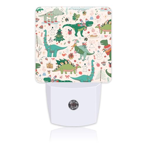 Image of Cute Dinosaur Christmas Night Light for Kids, LED Night Light Plug into Wall with Dusk to Dawn Sensor for Girls Boys Women Men Room Decor, Hallway, Kitchen, Bathroom, Nursery, Stairs