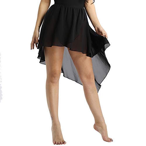 Moily Women's Side-Dip Asymmetrical Chiffon Skirt Sheer Mesh Ballet Dance Dress3