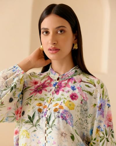 Image of NAINVISH Shirt Top for Women Regular Fit Printed Shirt | Tops for Stylish | Office Wear Tops for Women | Cotton Blend Tops