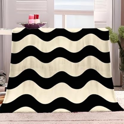 XCQHZYQ Kuscheldecke für Kinder Retro-geometrische Streifen 130x150 cm Decke Fleecedecke Sofadecke Kinderdecke, Superweiche Flanell Wohndecke Geschenke für Jungen Mädchen – Bild 3