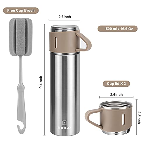 Image of Vacuum-Insulated Travel Mug 16.9 Oz Stainless steel Thermos Water Bottle (Brown, Single)
