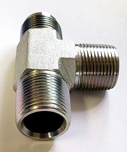 AF 2607-12-12-12 - 3/4 Male JIC 37 Degree Flare (1-1/16''-12 Threads) X 3/4 Male Pipe (1.050''-14 Threads) X 3/4 Male Pipe (1.050''-14 Threads) Run Tee