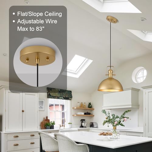 Image of 12 Inch Gold Modern Pendant Lights for Kitchen Island 3 Pack