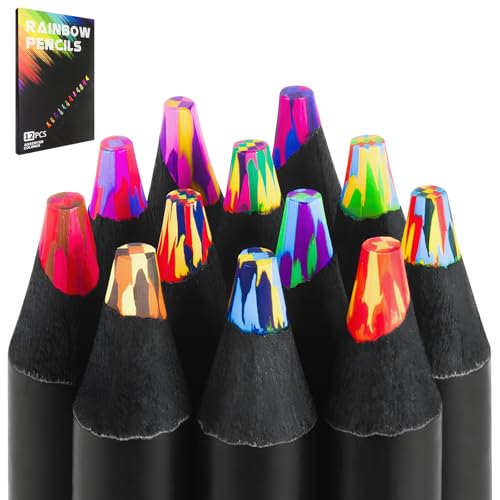 Art Supplies 12 Rainbow Colored Pencils Teen Girl Gifts Trendy Stuff Classroom Rewards & Student Prizes Teacher Supplies Back to School Party Favors for Boys & Girls Stocking Stuffers for Kids