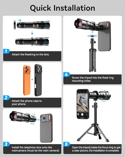 Objectif 36x pour iPhone 16 Pro Max APEXEL téléobjectif avec coque et support de trépied - 7