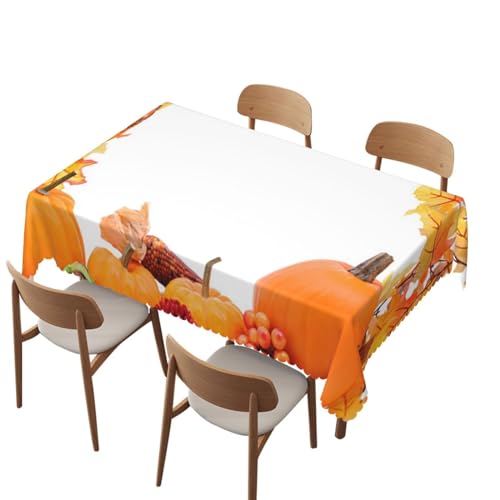 Mantel Thanksgiving Day Autumn Harvest Pumpkin Maple,Yellow Manteles Lavable Mantel Rectangular Antimanchas Cubierta De Mesa para Fiesta Mesa Picnic 137X183CM