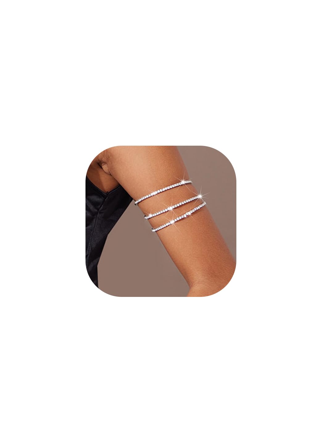 JovonoRhinestone Arm Cuff Layered Arm Bracelet Crystal Upper Armband Open Cuff Dainty Arm Jewelry For Women(1Pcs)