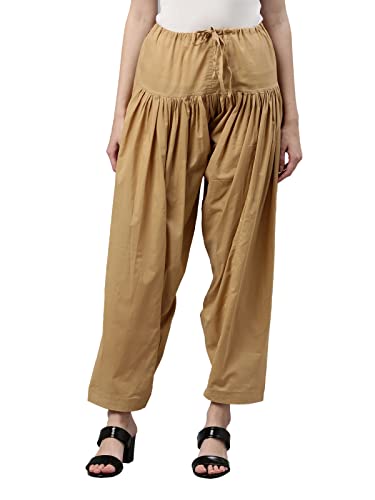 Image of GO COLORS Soft Cotton Salwar for Women | Relaxed Fit, Mid Rise, Ankle Length, Drawstrings