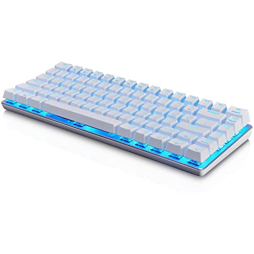 Image of Gaming Mechanical Keyboard Wired USB Metal Mechanical Blue Switch Computer Gaming Keyboard with Blue LED Backlit for Computer Gamers (Blue Switch, White)