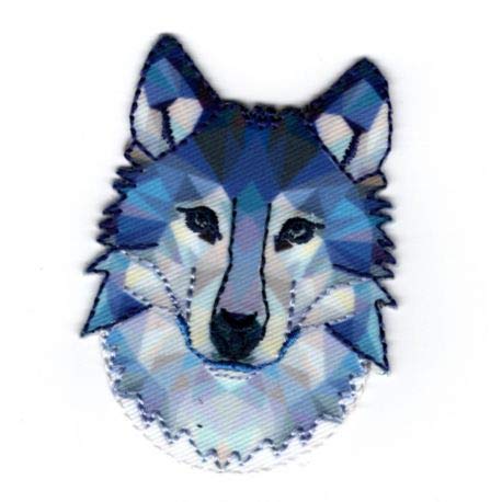 Ecusson Thermocollant Tête de Loup Géométrique 4 x 6 cm