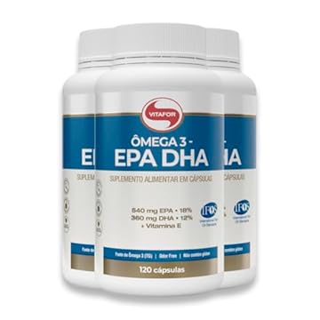 Kit 3 ômega 3 EPA DHA 1000mg Vitafor 120 cápsulas