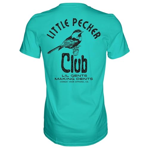 Combat Iron Mens Graphic T-Shirt - Little Pecker Club | Soft cotton-poly blend athletic tapered fit. Tagless neck. No-sag collar. Pre-shrunk. Veteran-owned. Made in USA. product thumbnail 13