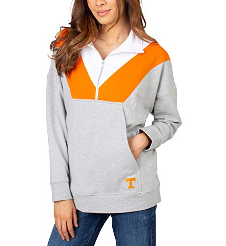 NCAA Tennessee Volunteers Womens Colorblock 1/4 Zip, GREY, Large