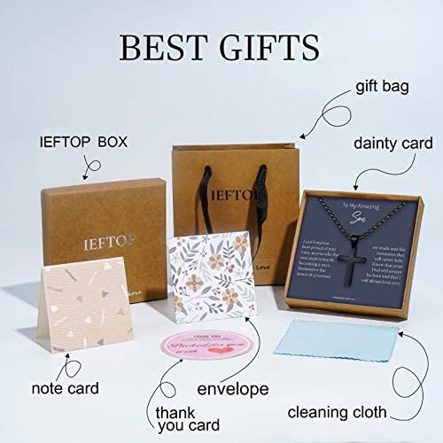 Cross Necklace For Son Gifts, Black Cross Necklace Jewelry Son Gifts Necklaces Fathers Day Birthday Graduation Gifts For Him Men Son Christmas Gifts For Son Baptism Gifts For Boys Son #TOP6