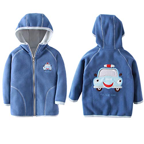 ASHER FASHION Girls Kids Full-Zip Pebble Pile Fleece Lined Cotton Top Warm Pullover Jacket (Blue 2-3T)