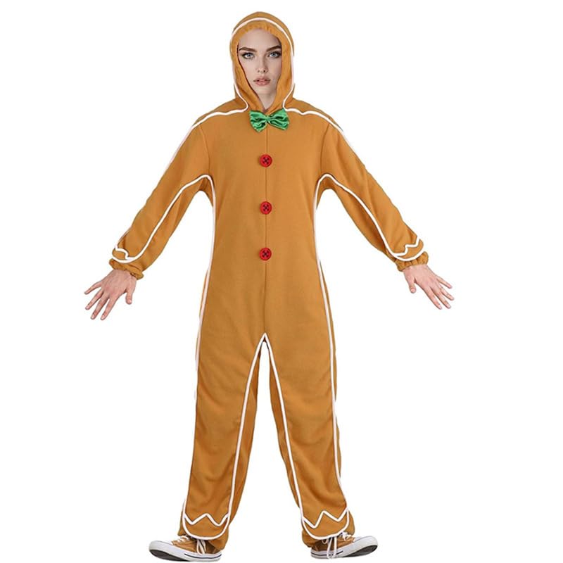Costume de Noël pain d'épice marron pour homme avec combinaison festive