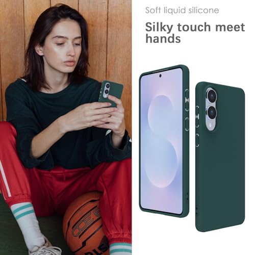 Image of YATWIN Silicone Case for Samsung Galaxy S25 FE 4G, Soft-Touch, Shockproof, DustProof, Antiskid Phone Cover for Samsung Galaxy S25 FE - Dark Green