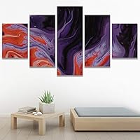 SIGNWIN 5 Panel Canvas Wall Art Abstract Colorful Decorative Elements Modern Artwork for Home Decorations Ready to Hang - 60