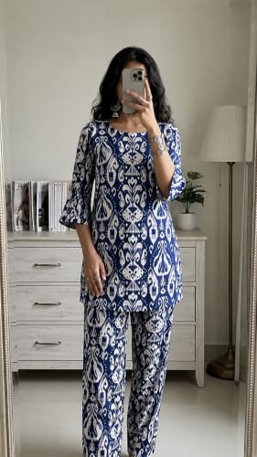 Image of RANGRIKA.in Co-ord Set for Women Stylish | Kurta Set for | Short Kurti with Palazzo | Ethnic Jaipuri Kurti Set | Kurti Palazzo Set | Salwar Suit