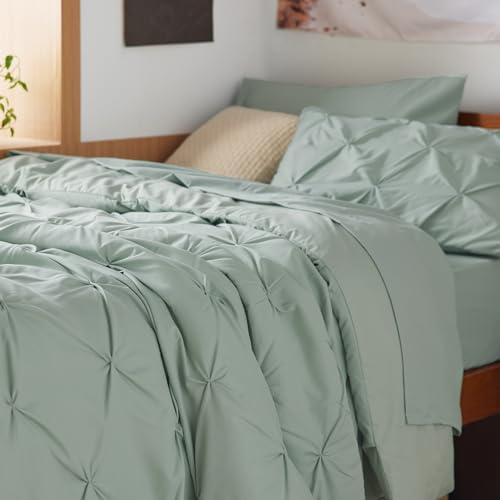 Image of Bedsure Twin XL Comforter Set Sage Green - Dorm Room Essentials, Extra Long Twin XL Bedding Set with Sheets, All Season Down Alternative Comforter with Sheets, Pillowcase & Sham