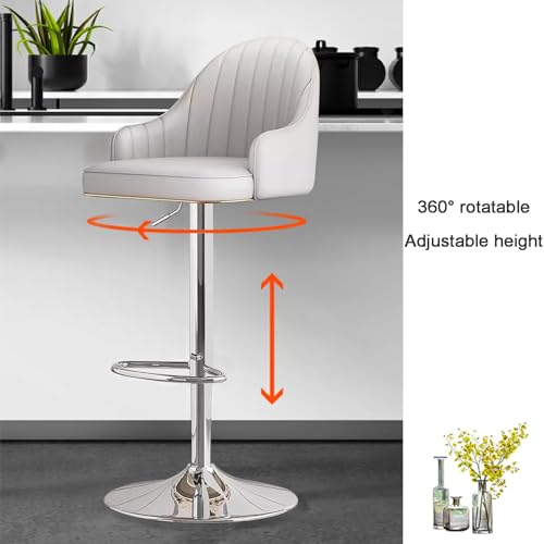 Tabourets de bar en cuir PU et métal argenté haut de gamme LiChA - 4