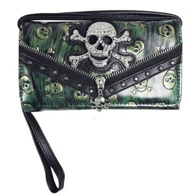 Texas West Rhinestone Skull Metal Color Leather Women's Handbag with Matching Wallet4