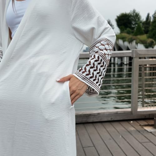 HUSN Serenity Black Robe Open-Front Abaya - Duster Cardigan with Golden Embroidered Sleeves - Womens Duster for Modest Women3