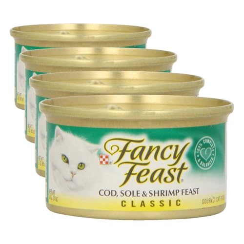 Image of Fancy Feast Cat Food Cod Sole & Shrimp Feast, 3 oz (Pack of 4)