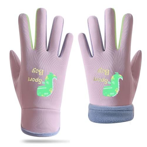 TAGVO Guanti Invernali Bambini con Motivo Dinosauro, Mitten Calde Foderate in Pile, Idrorepellenti e Antivento per Bambini e Bambine, per Ciclismo Sci Giochi sulla Neve 3–8 Anni