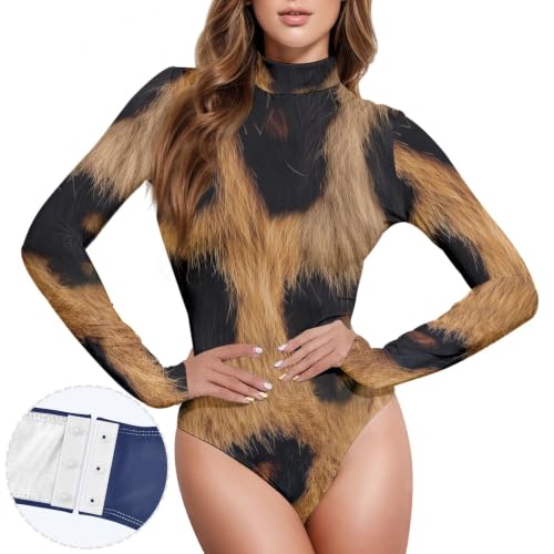 Traje de manga larga para mujer básico elástico color marrón 2