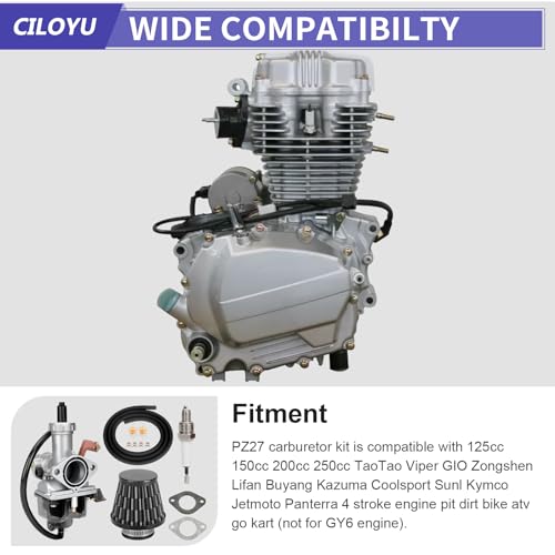 Image of PZ27 Carburetor Assembly Replacement for CG 125cc 150cc 250cc Predator 212 Engine TRX200 TRX250 ATV Quad XR100 ATC185 XR100 CRF100 CB125 TaoTao 4 Stroke Dirt Pit Bike Parts 27mm Carb Kit