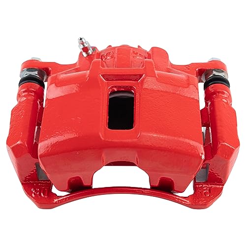 Image of TRQ Front Right Brake Caliper w /Bracket Performance Red Passenger Side