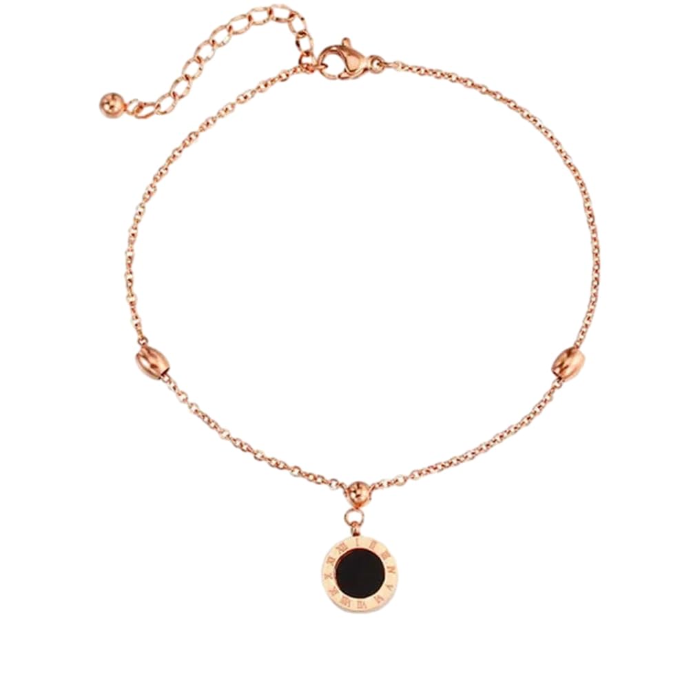 2 cavigliere in oro rosa 18 carati per le donne, catena alla caviglia, bracciale con ciondoli, accessori da spiaggia, gioielli di moda estivi